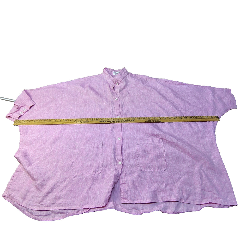 k.swarth Pure Designs Pink 100% Linen Cape Shirt Tunic Poncho Lagenlook One Size